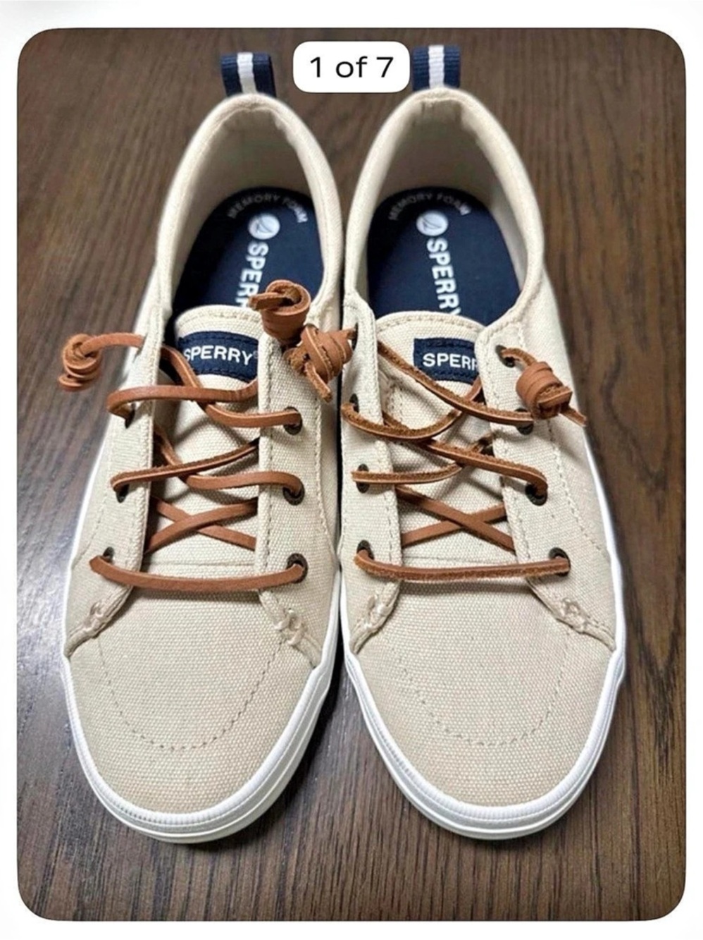 Sperry Crest Vibe Canvas Sneaker Striped Cream & Blue US 8.5